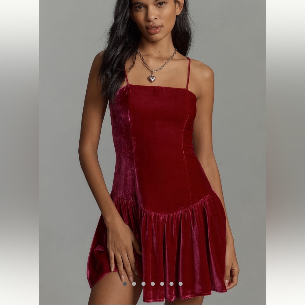 *Anthropologie Maeve Drop Waist Velvet Mini Dress